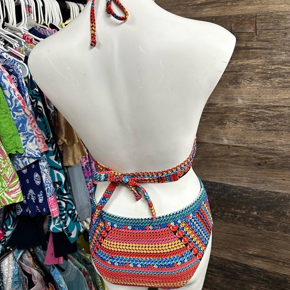 Colorful Jewel Patterned Bikini Set Womens Swimsuit Size XL - Picture 6 of 8